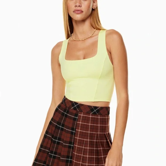 Aritzia Sunday Best Jagger Crop Tank Frosted Aquamarine | Square Neck Fitted Top - Picture 2 of 10